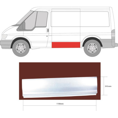 Панель бічної лівої двері Transit V184/V347 (висота 31мм)